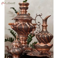 خرید آنلاین، سرویس سماور 5 لیتری مسی ورق 1.5 میل خم کاری و قلم زنی شده، بسیار چشم نواز و با کیفیت دارای گارانتی، با قمیت عالی | هنرظریف