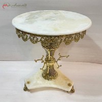 خرید آنلاین، میز خاطره برنزی طرح فرشته بالدار  و ستون زنبوری با صفحه سفید سنگی، زیر قیمت بازار | هنرظریف