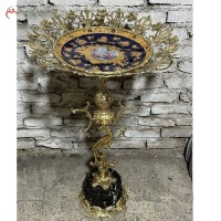 خرید آنلاین، کنار سالنی طرح درنا از جنس برنز پر نقش با پایه سنگی، بادوام و شکیل همراه با گارانتی، زیر قیمت بازار | هنرظریف