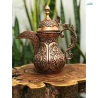 خرید قهوه‌جوش مسی قلمزنی اسلیمی ورق ضخیم با پوشش کوره‌ای | هنرظریف