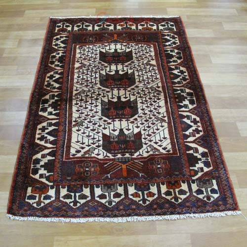 فرش دستباف - خرید و قیمت فرش دستباف خمسه زنجان طرح سيب گلاب سایز ذرع و نيم رنگ زمینه كرم کد ۳۸۰۷۴ - هنرظریف